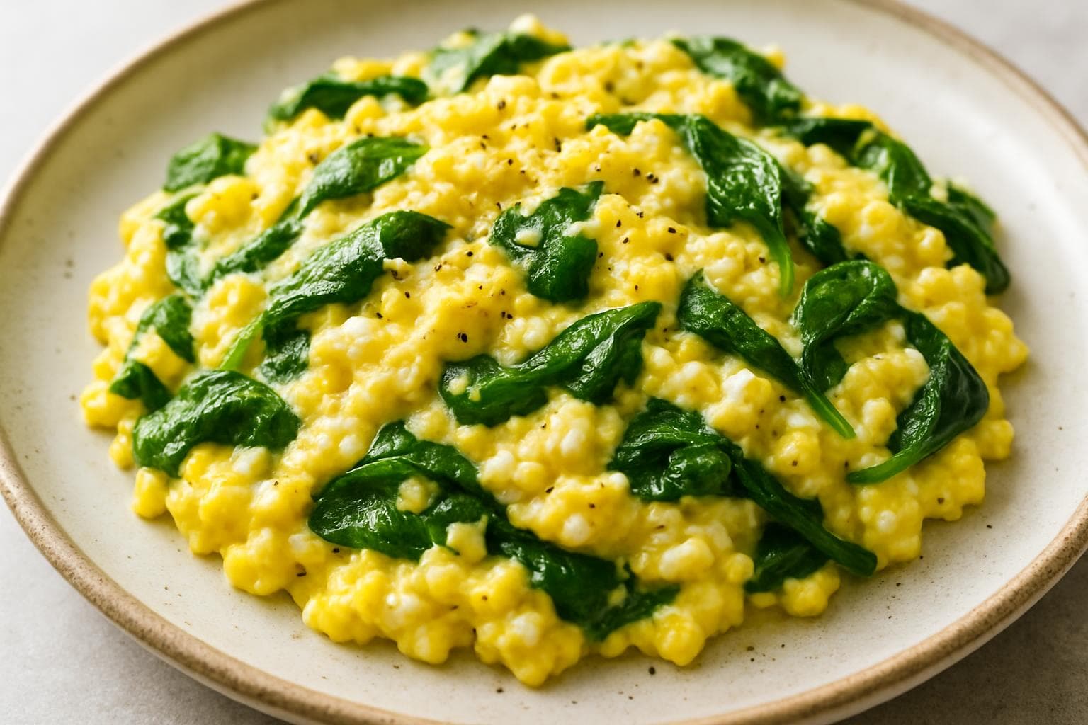 Savory Cottage Cheese and Egg Scramble with Spinach — finished dish