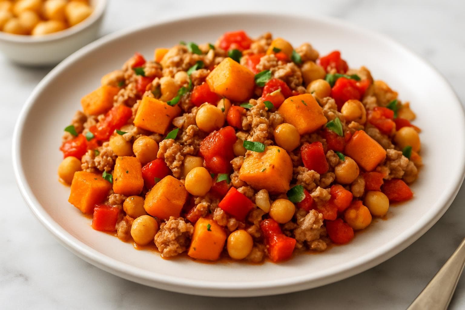 One-Pan Mediterranean Turkey and Sweet Potato Skillet — finished dish